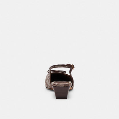 Women's Coach Bow Slingback Heel In Signature Jacquard Oak Maple