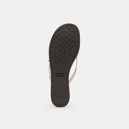 Women's Coach Bow Flip Flop In Signature Jacquard Oak Candy Pink