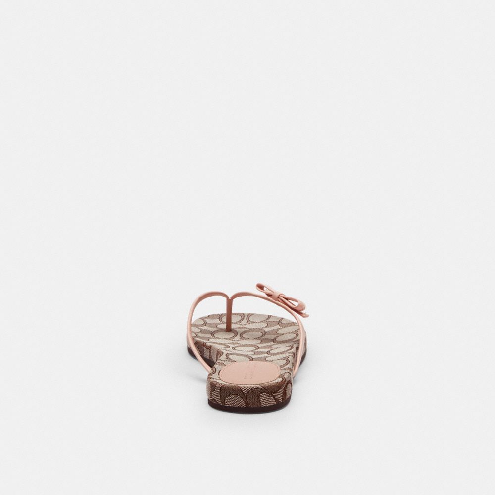 Women's Coach Bow Flip Flop In Signature Jacquard Oak Candy Pink