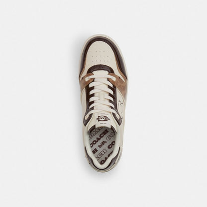 Men's Coach Soho Sneaker With Patent Signature Brown Maple
