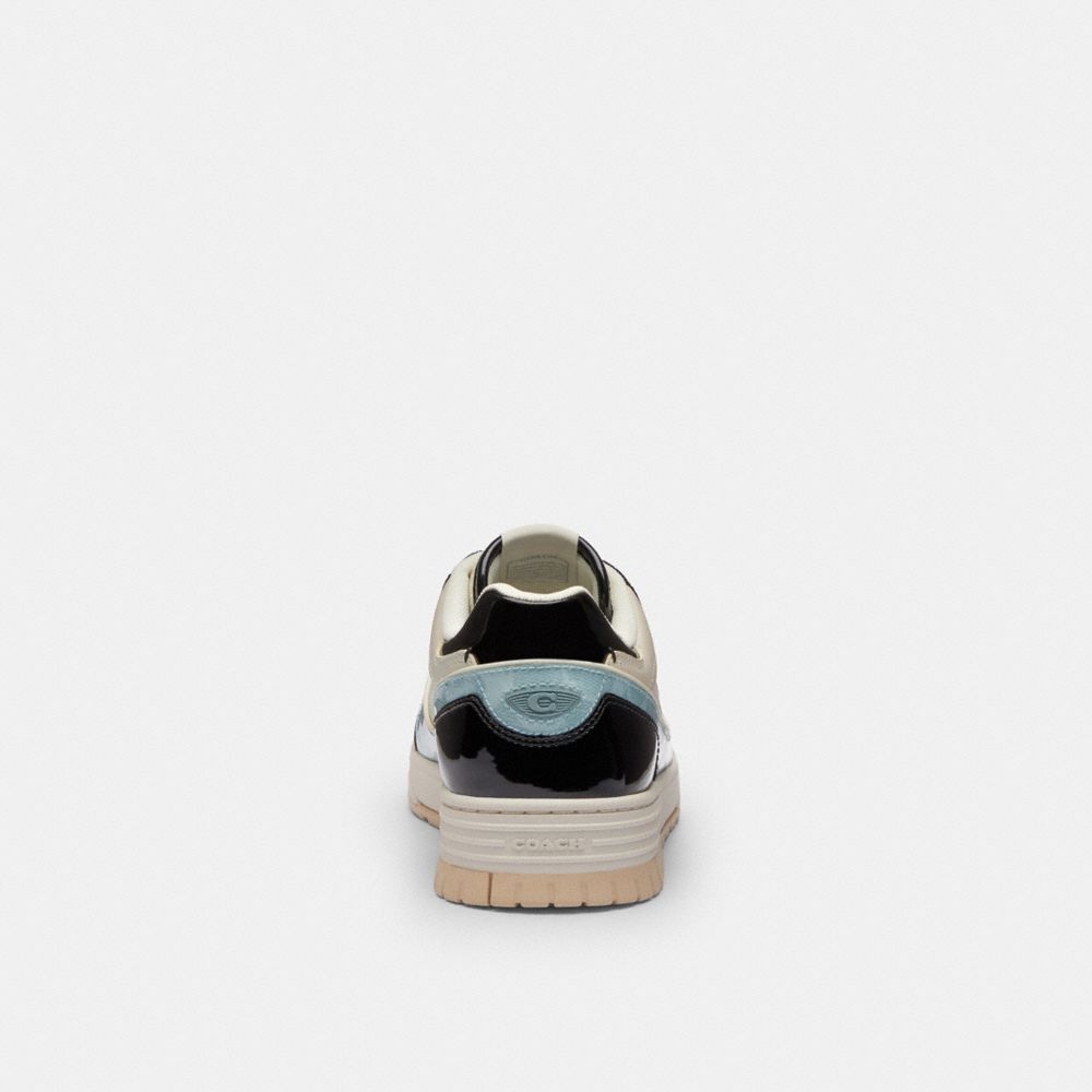 Men's Coach Soho Sneaker With Patent Signature Sea Mist Black.