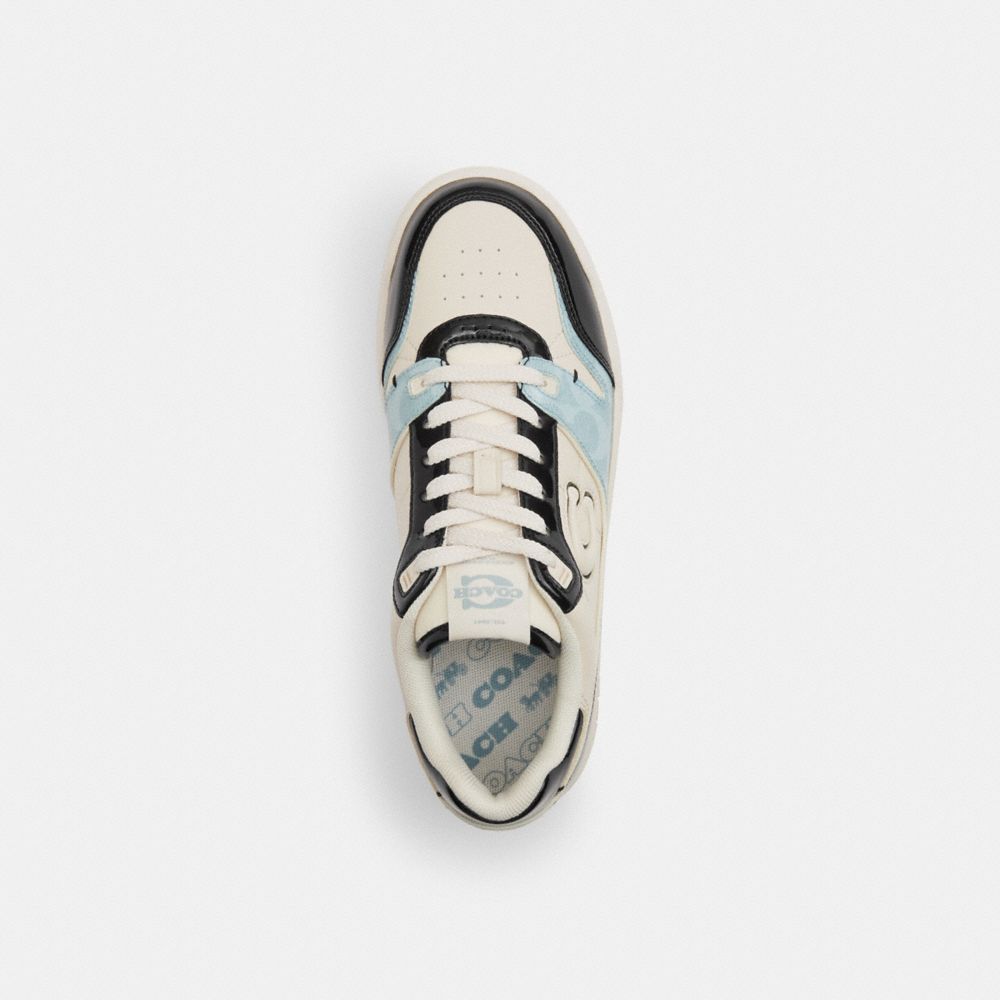 Women's Coach Soho Sneaker With Patent Signature Sea Mist Black.