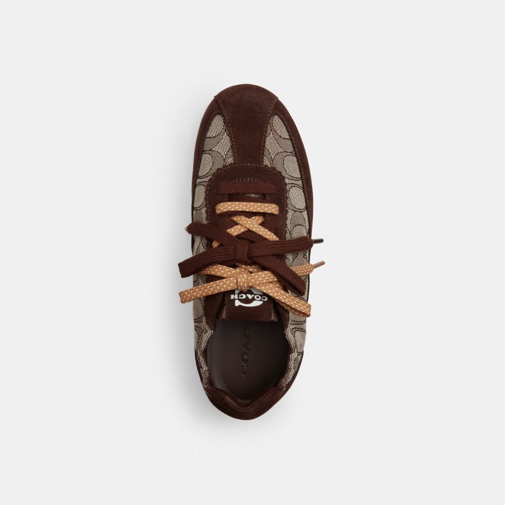 Women's Coach Soft Sneaker In Signature Jacquard Maple Oak