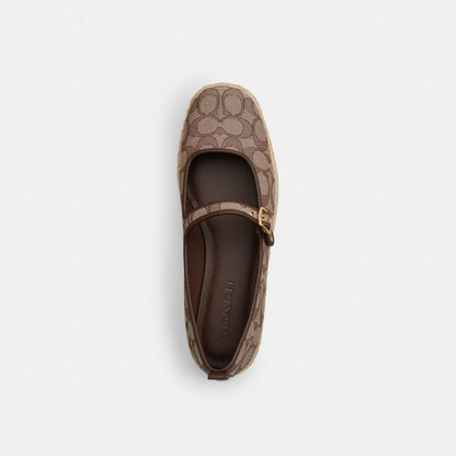 Women's Coach Mary Jane Espadrille In Signature Jacquard Oak Maple