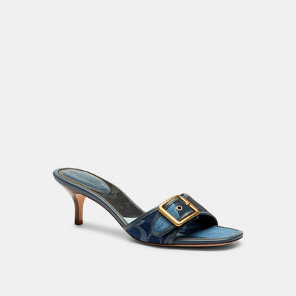 Women's Coach Margot Sandal With Signature Denim Patchwork Denim Multi