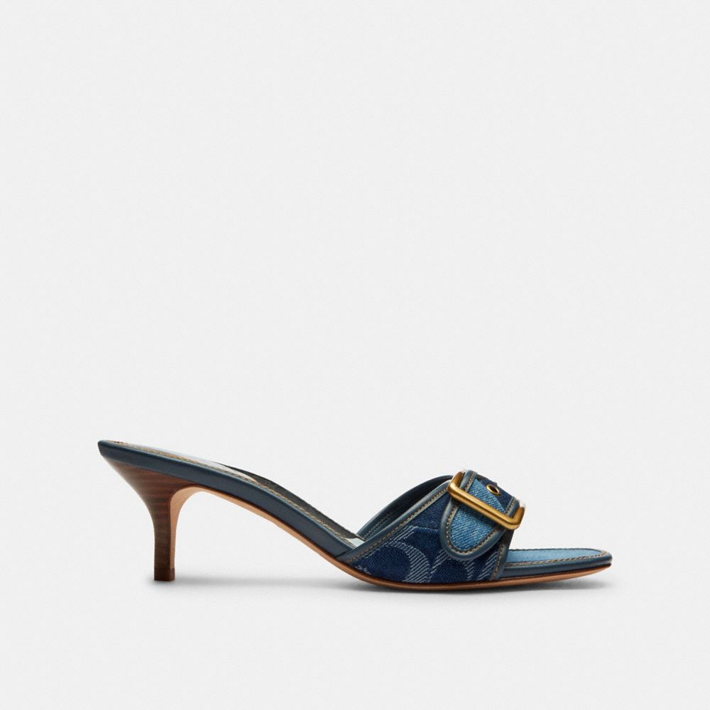 Women's Coach Margot Sandal With Signature Denim Patchwork Denim Multi