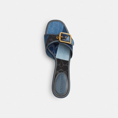 Women's Coach Margot Sandal With Signature Denim Patchwork Denim Multi