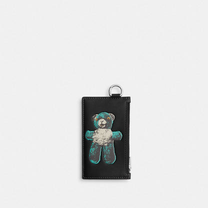 Coach Zip Card Case With Teddy Graphic Black
