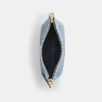 Coach Laurel Shoulder Bag In Loved Denim With Charms Gold Light Indigo