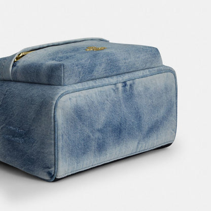 Coach Taylor Small Backpack In Loved Denim Gold Light Indigo