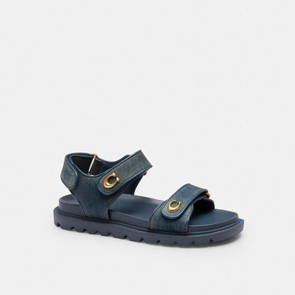 Women's Coach Brynn Sandal In Loved Denim Dark Indigo