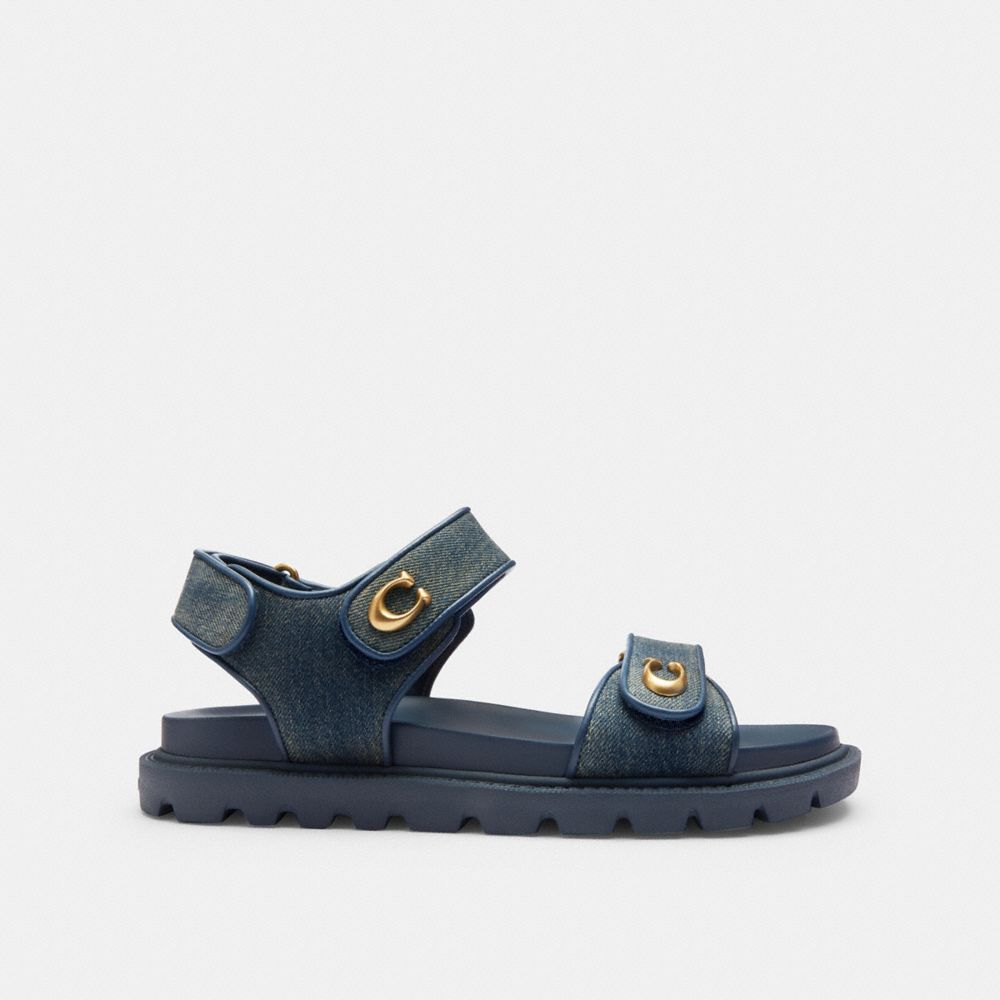 Women's Coach Brynn Sandal In Loved Denim Dark Indigo