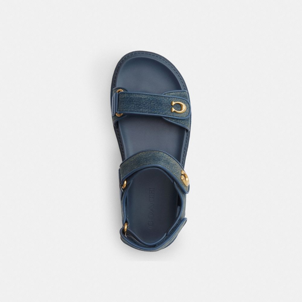 Women's Coach Brynn Sandal In Loved Denim Dark Indigo