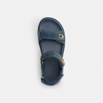 Women's Coach Brynn Sandal In Loved Denim Dark Indigo