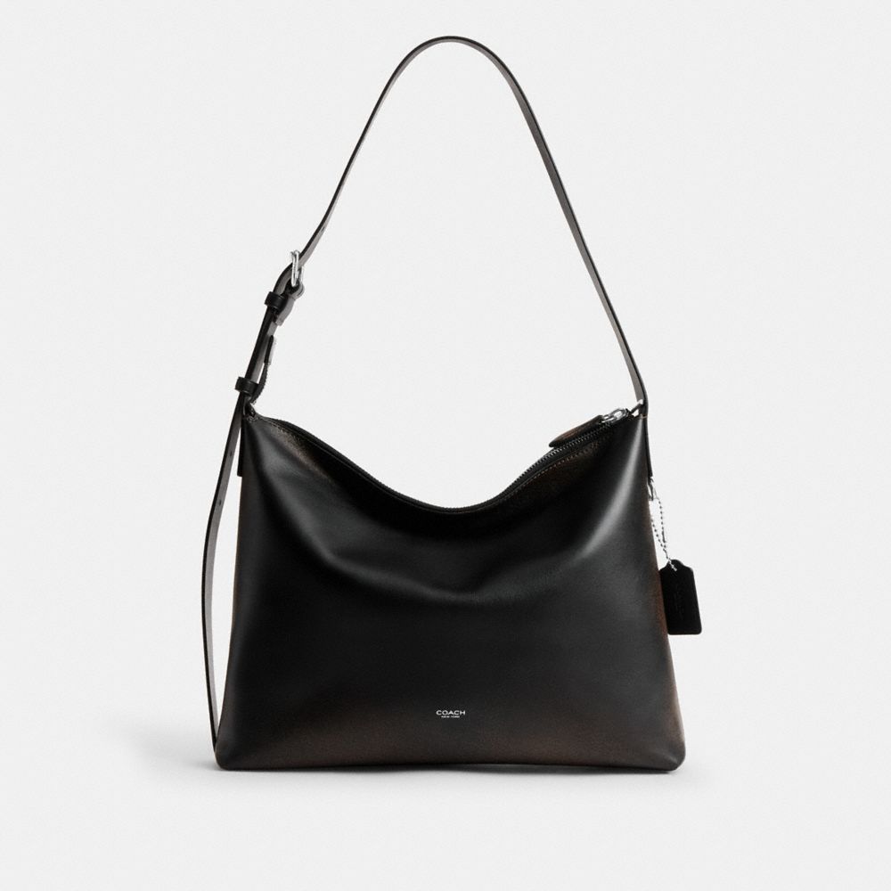 Coach Mott Messenger Bag 38 In Loved Leather Black/Light Tan