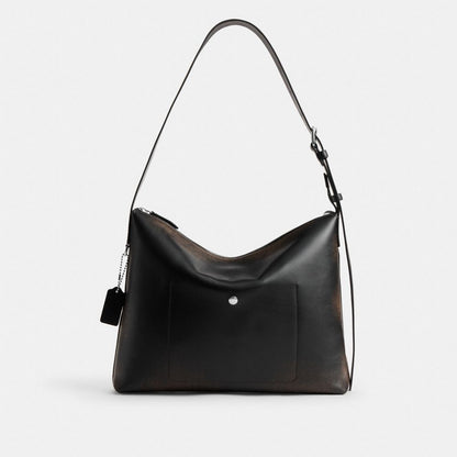 Coach Mott Messenger Bag 38 In Loved Leather Black/Light Tan