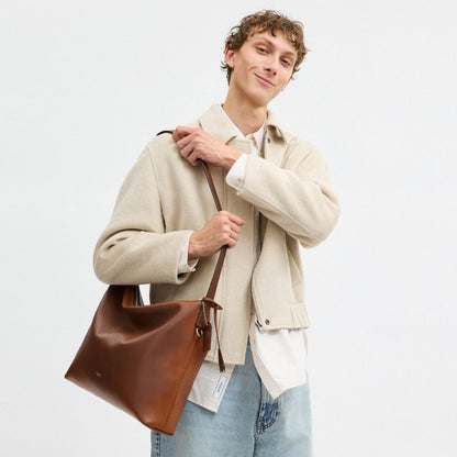 Coach Mott Messenger Bag 38 In Loved Leather Saddle/Burnt Sienna