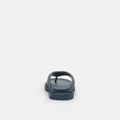Women's Coach Brynn Thong Sandal In Loved Denim Dark Indigo