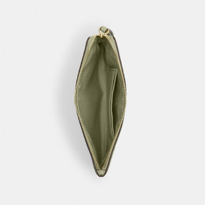 Coach Large Corner Zip Wristlet In Signature Leather Gold Pistachio
