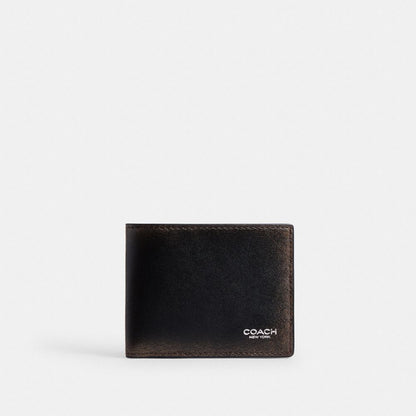 Coach Slim Billfold Wallet In Loved Leather Black Light Tan