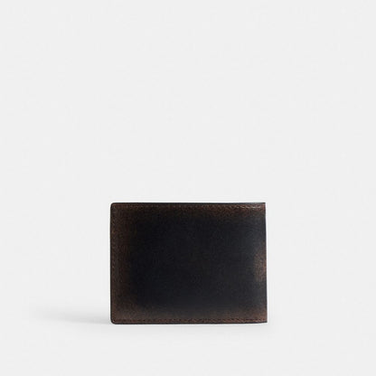 Coach Slim Billfold Wallet In Loved Leather Black Light Tan
