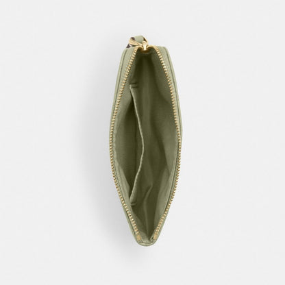 Coach Corner Zip Wristlet With Quilting Gold Pistachio