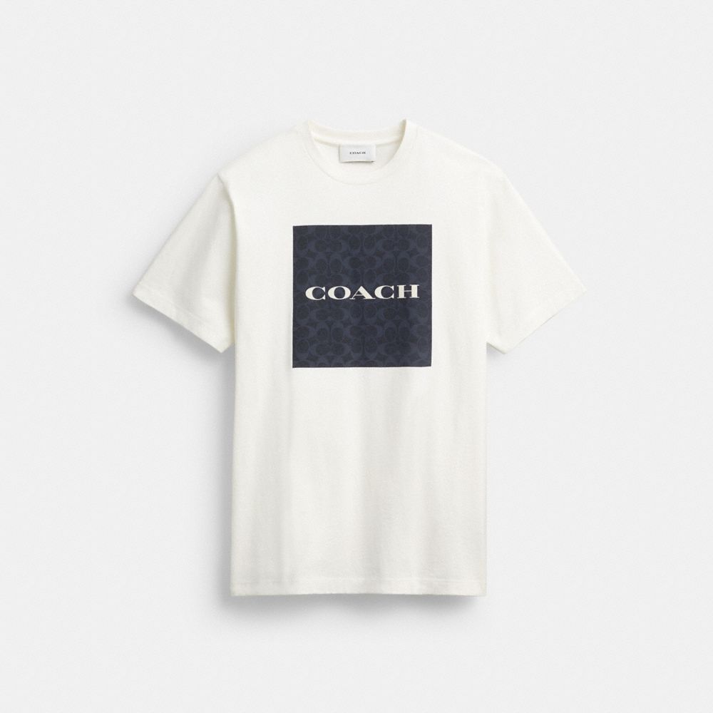 Coach Signature T Shirt In Organic Cotton Navy