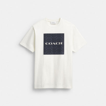 Coach Signature T Shirt In Organic Cotton Navy
