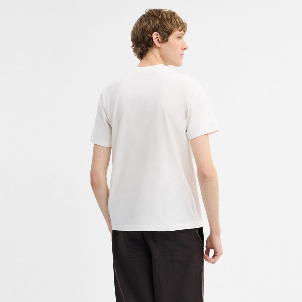 Coach Signature T Shirt In Organic Cotton Navy