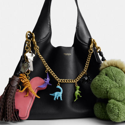 Coach Rexy 10th Birthday Brooklyn Shoulder Bag 28 With Charms Brass Black