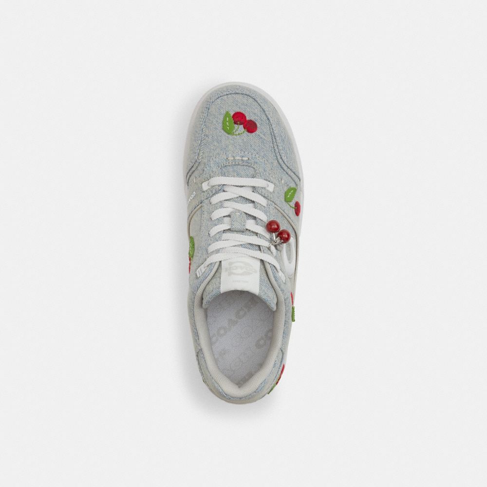 Women's Coach Soho Sneaker With Cherries Denim Optic White