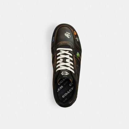 Men's Coach Rexy 10th Birthday Soho Sneaker With Sticker Print Black Multi Silver