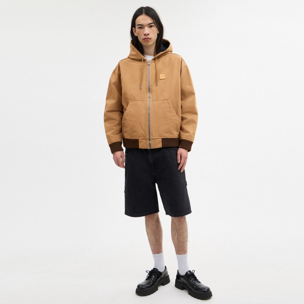Coach Canvas Zip Hoodie Sand