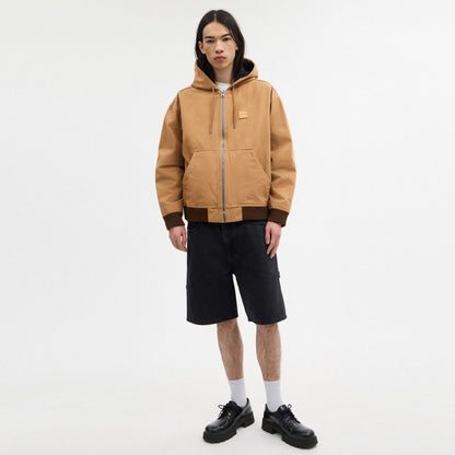 Coach Canvas Zip Hoodie Sand