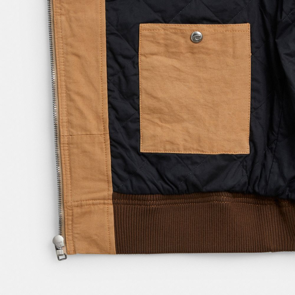 Coach Canvas Zip Hoodie Sand