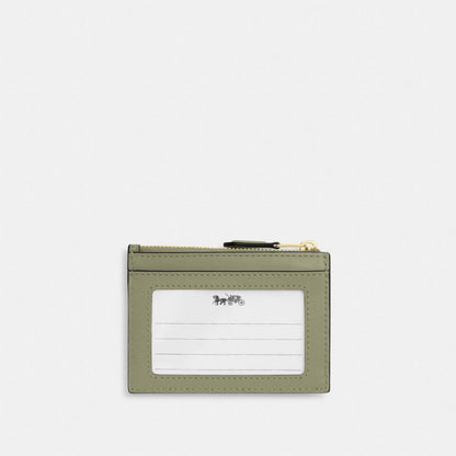 Coach Mini Skinny Id Case With Quilting Gold Pistachio