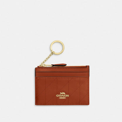 Coach Mini Skinny Id Case With Quilting Gold/Cinnamon