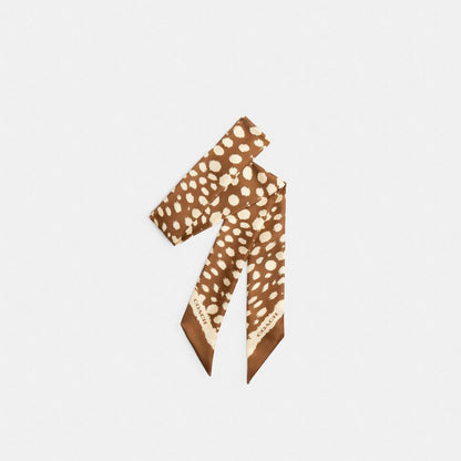 Coach Wild Spots Print Silk Skinny Scarf Tan