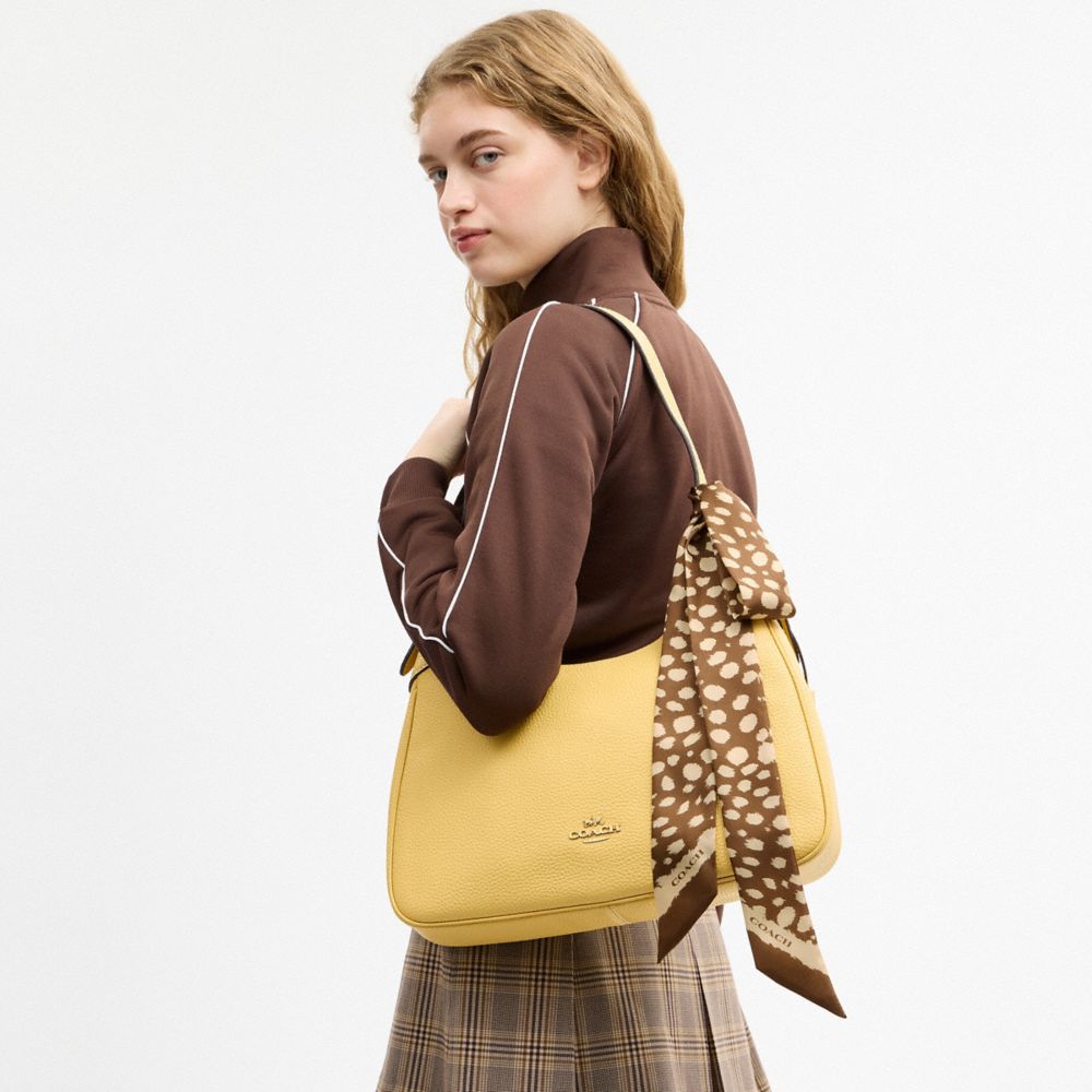 Coach Wild Spots Print Silk Skinny Scarf Tan