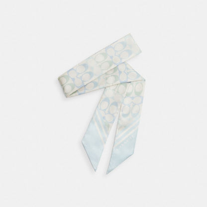Coach Signature Silk Skinny Scarf Chalk Blue
