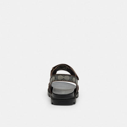 Men's Coach Double Strap Sandal In Signature Jacquard Deep Blue Multi