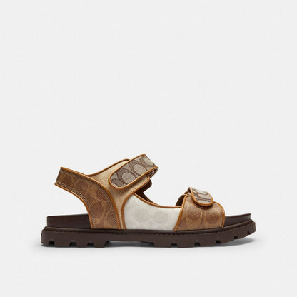 Men's Coach Double Strap Sandal In Signature Multi