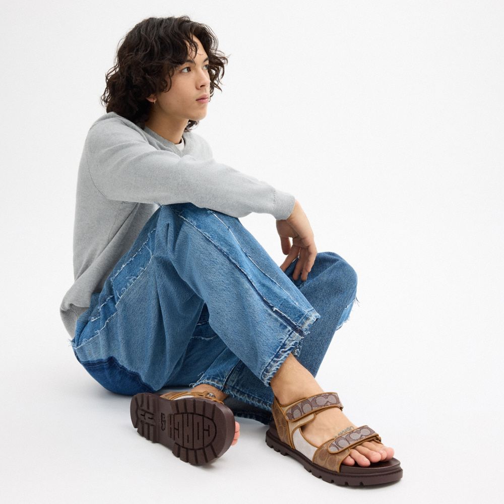 Men's Coach Double Strap Sandal In Signature Multi