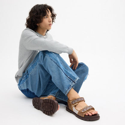 Men's Coach Double Strap Sandal In Signature Multi