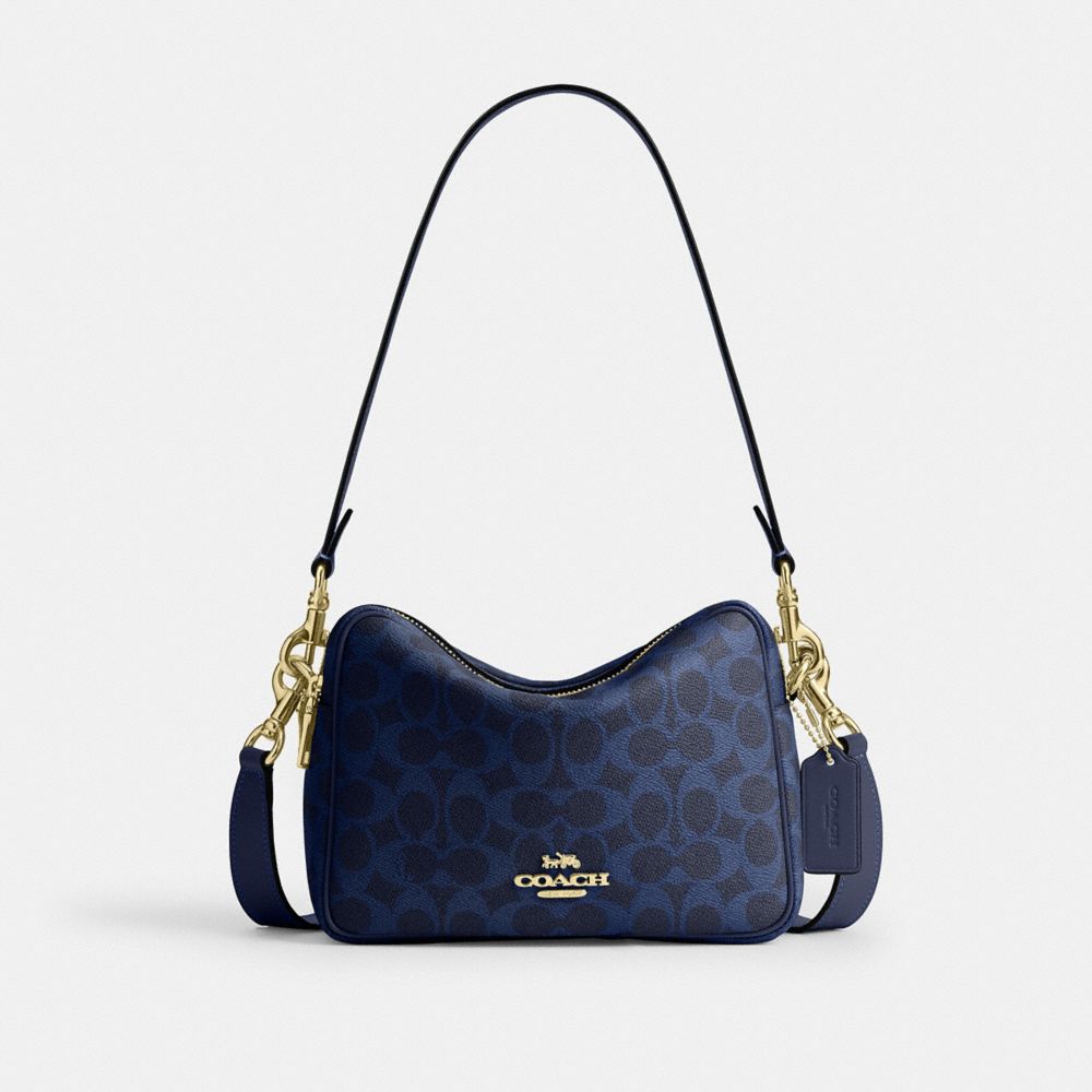 Coach Carey Crossbody Bag In Signature Canvas Gold/Navy