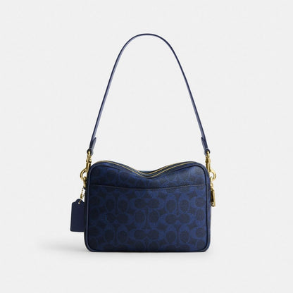 Coach Carey Crossbody Bag In Signature Canvas Gold/Navy