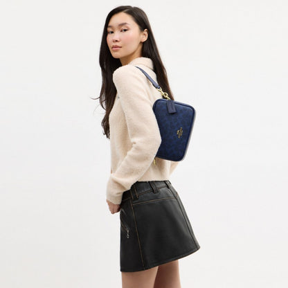 Coach Carey Crossbody Bag In Signature Canvas Gold/Navy