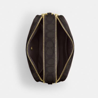 Coach Carey Crossbody Bag In Signature Canvas Gold Walnut Black