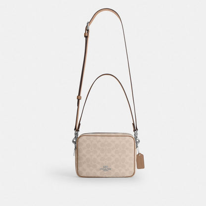 Coach Carey Crossbody Bag In Signature Canvas Silver Sand Taupe