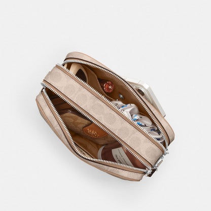 Coach Carey Crossbody Bag In Signature Canvas Silver Sand Taupe